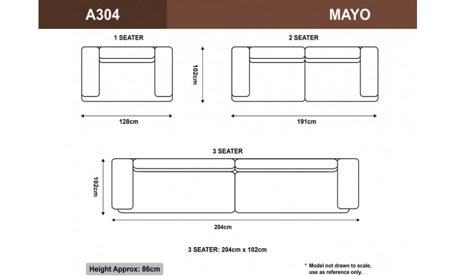 Mayo 3 Seater Leather Sofa